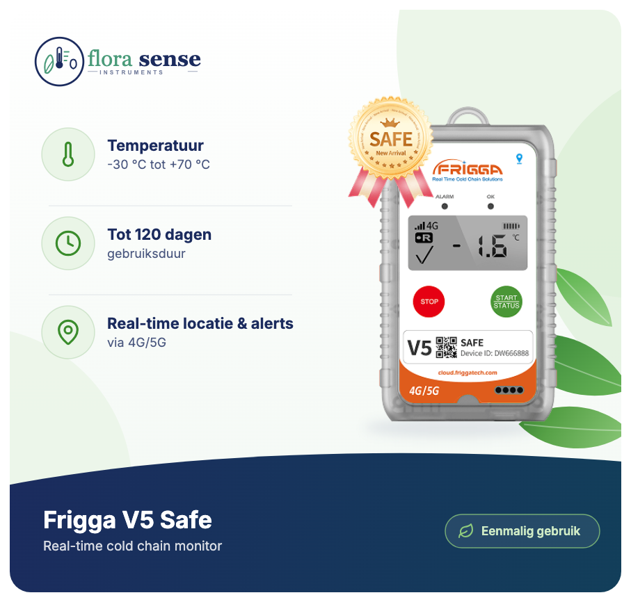 Frigga V5 Safe single-use real-time cold chain monitor