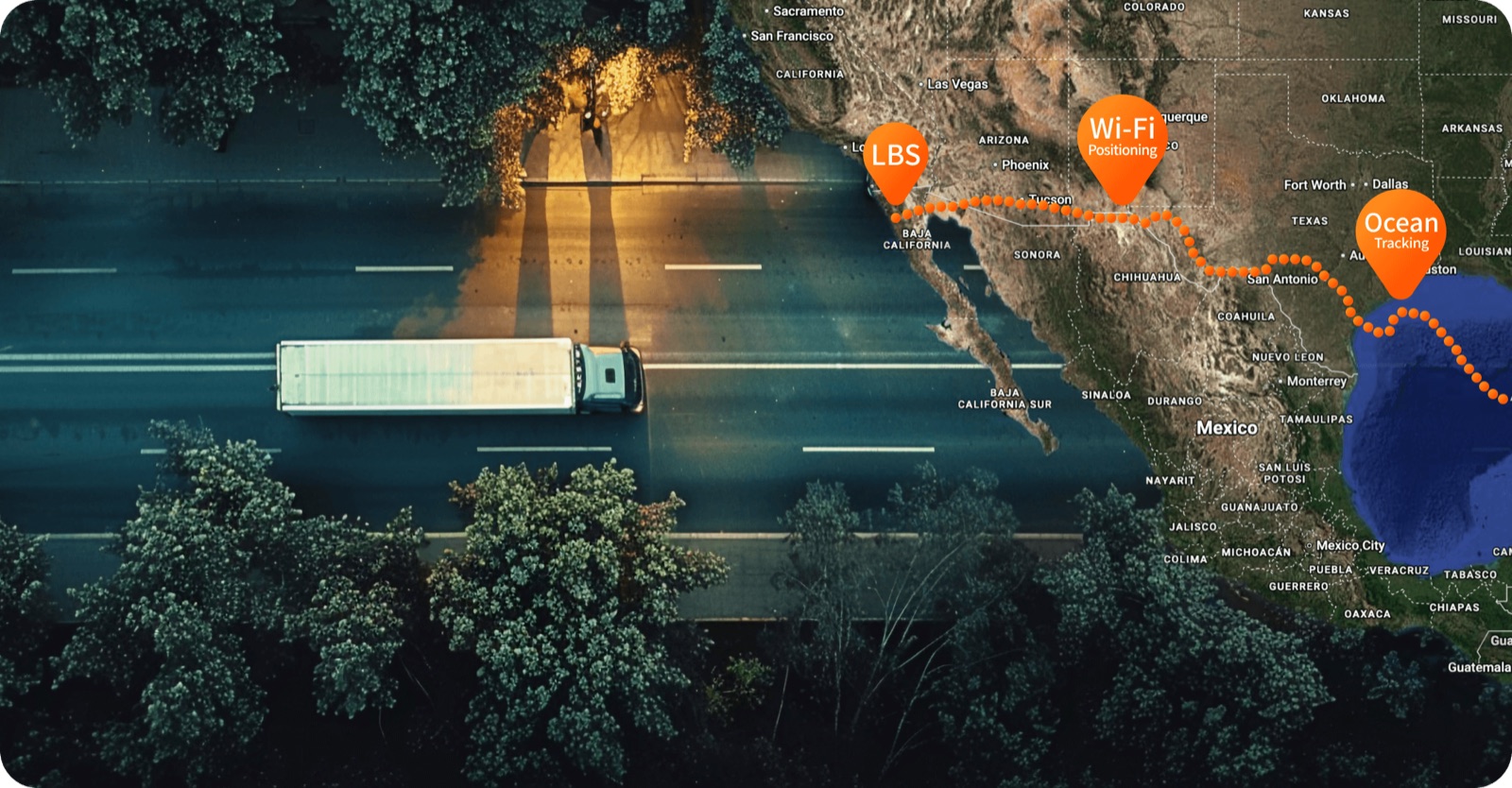 Frigga realtime tracking van een vrachtwagen met LBS, Wi-Fi en Ocean Tracking (beeld: Frigga)